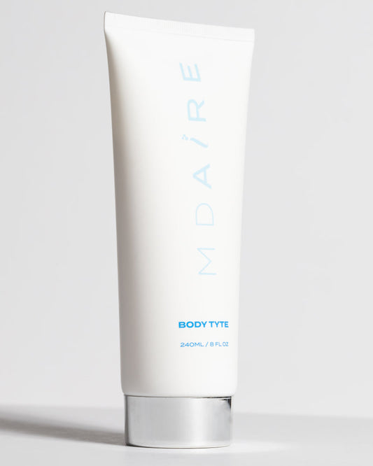White tube of MDAiRE Body Tyte on a light gray background