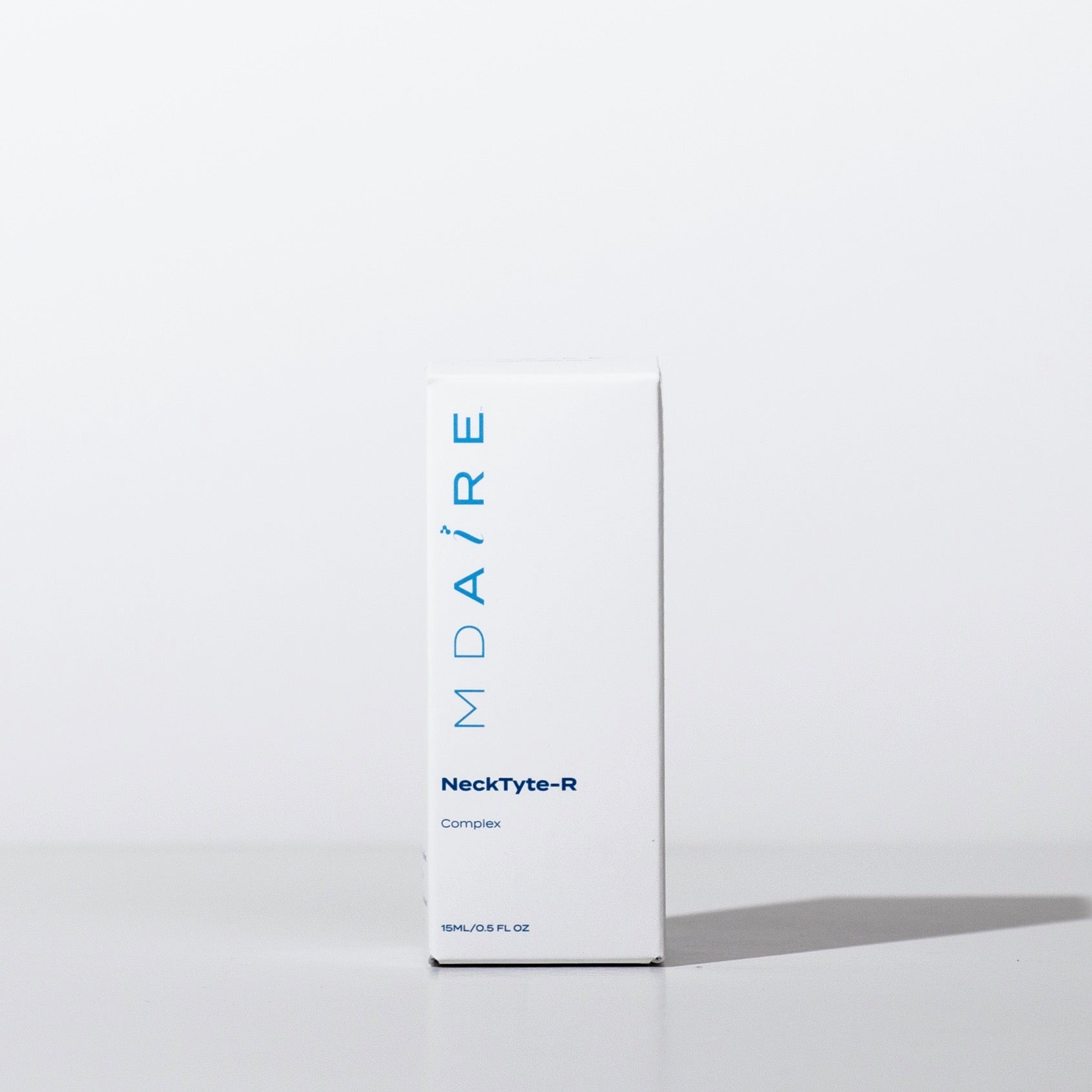 MDAiRE Neck Tyte-R product box casting a shadow on a light gray background